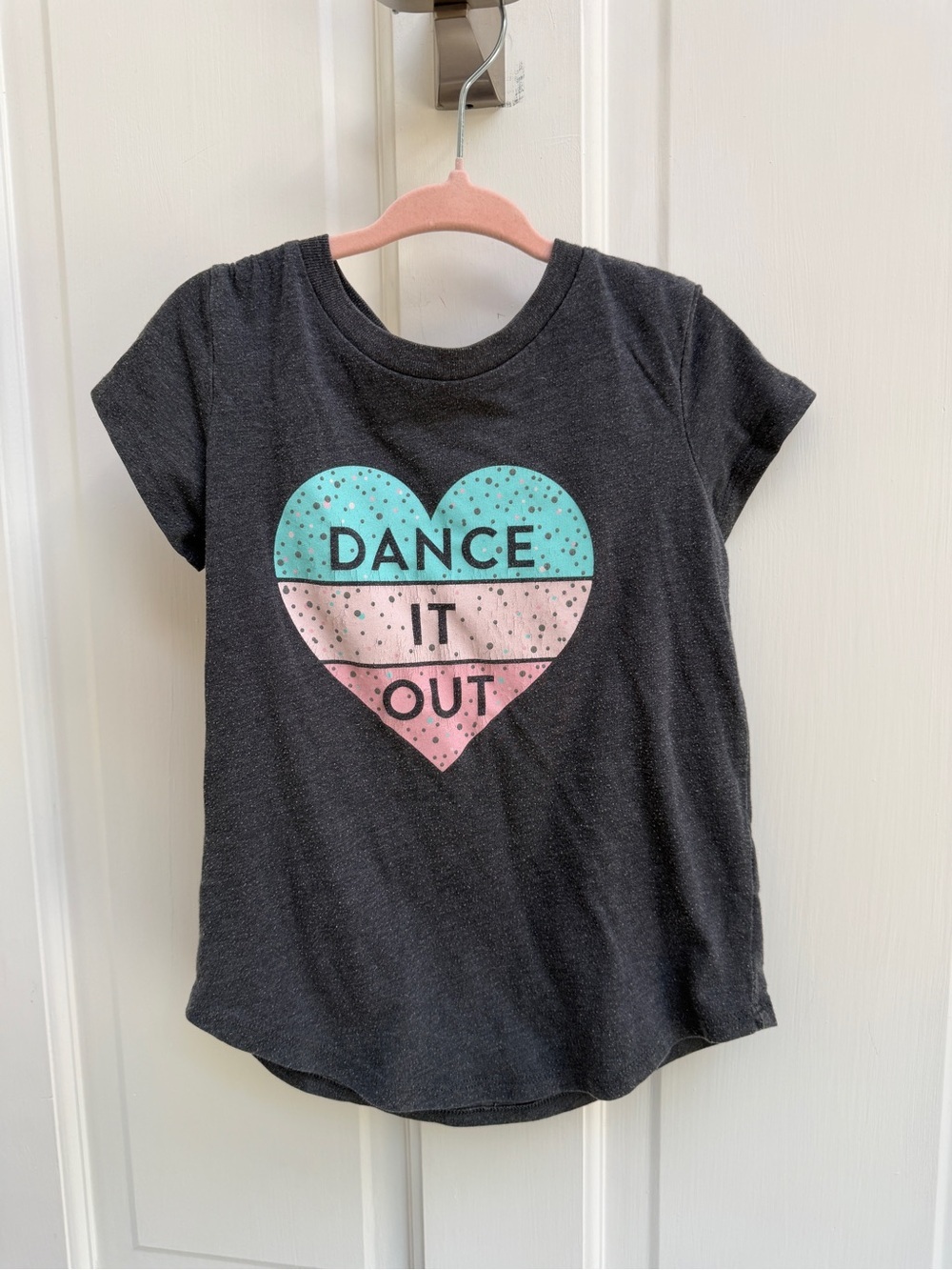 jumping beans Girls 4 Gray Short Sleeve Tee Top Blouse Dance it Out Heart